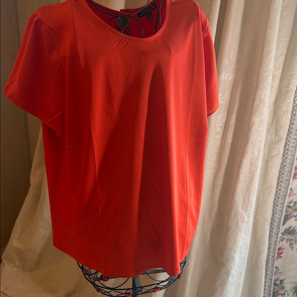 J. Crew Short Sleeve Scoop Neck Top - Red-Orange